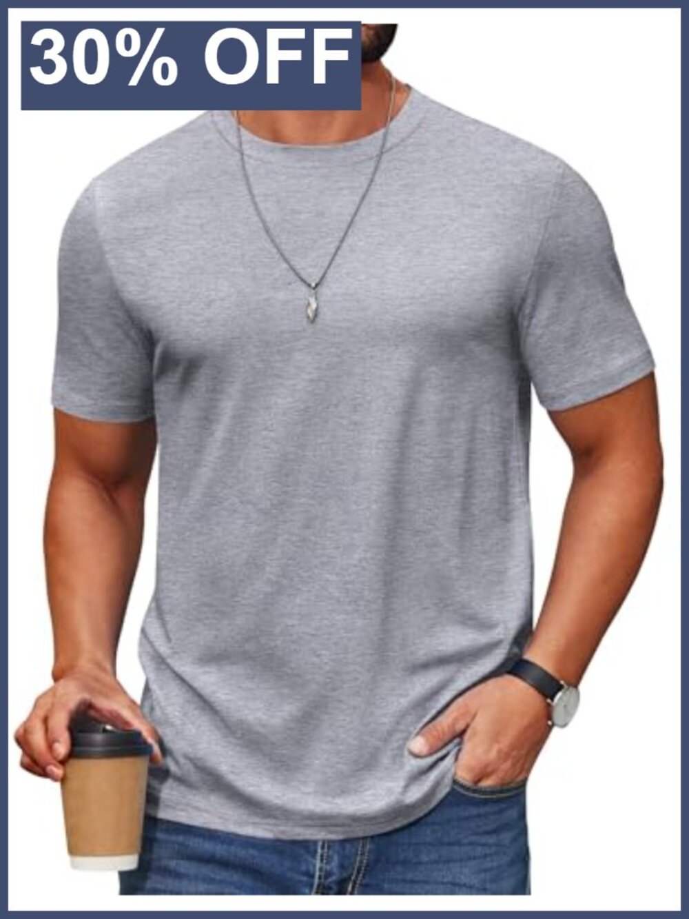 Men's Cotton Blend Crew Neck Short Sleeve Basic T-Shirt